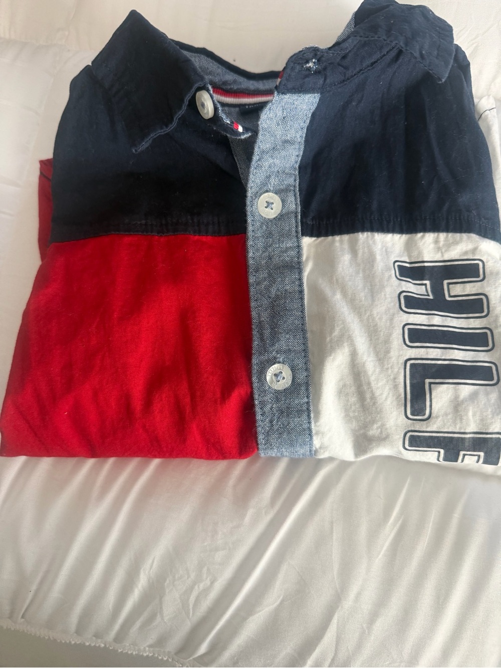 Tommy Hilfiger Navy, Red & White Colorblock Polo Shirt
